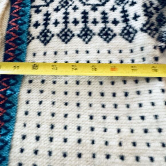 1940-50 Norwegian Wool Cardigan Sm Black White Med  Turquoises Braid Trim - Picture 6 of 8